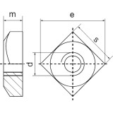 Гайка М12 квадратная оцинкованная (100 шт) DIN 562
