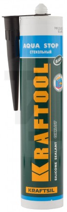 Герметик KRAFTOOL KRAFTSeal GX107 "AQUA STOP" силиконовый стекольный, черный, 300мл 41256-4
