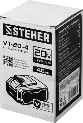 STEHER 20В, Li-Ion, 4 Ач, тип V1, аккумуляторная батарея. V1-20-4 