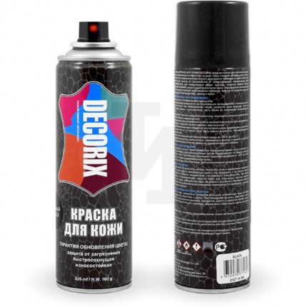 Аэрозольная краска для кожи Decorix 335 мл черная глянцевая (12 шт/уп) 0127-01DX
