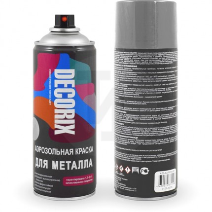 Аэрозольная краска для металла Decorix 520 мл серебристая глянцевая (12 шт/уп) 0120-25DX