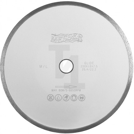 Алмазный диск M/L сплошная кромка 180мм Messer 01-25-180