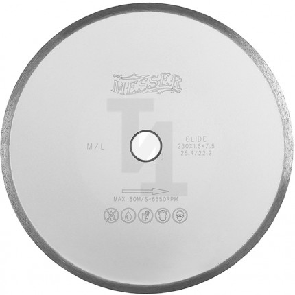 Алмазный диск M/L сплошная кромка 200мм Messer 01-25-200
