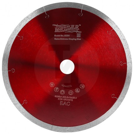 Алмазный диск со сплошной кромкой с микропазом G/X-J 230мм по граниту Messer 01-34-230