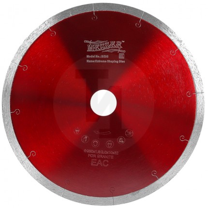 Алмазный диск со сплошной кромкой с микропазом G/X-J 250мм по граниту Messer 01-34-250