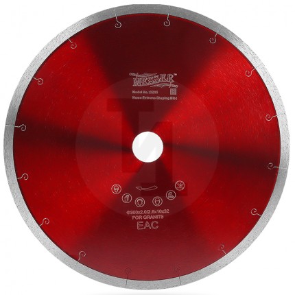 Алмазный диск со сплошной кромкой с микропазом G/X-J 300мм по граниту Messer 01-34-300