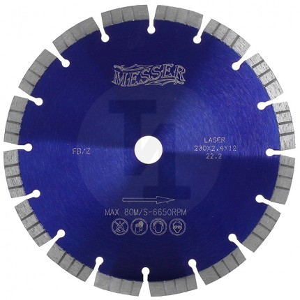 Алмазный сегментный диск FB/Z 400мм по железобетону Messer 01-16-401
