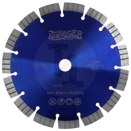 Алмазный сегментный диск FB/ZZ 230мм по железобетону Messer 01-16-232