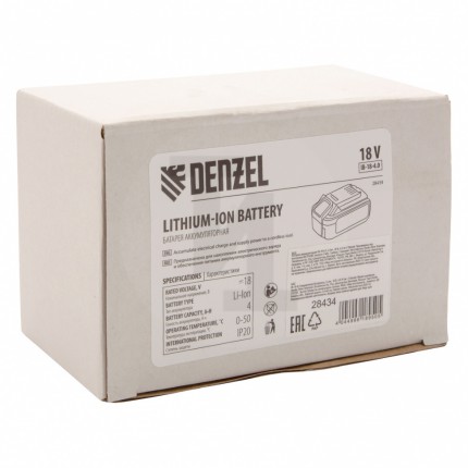 Батарея аккумуляторная IB-18-4.0, Li-Ion, 18 В, 4,0 Ач // Denzel 28434