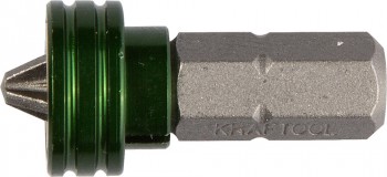 Биты "ЕХPERT", с магнитным держателем-ограничителем, KRAFTOOL 26128-2-25-1, тип хвостовика C 1/4", PH2, 25 мм, 1 шт. в блистере