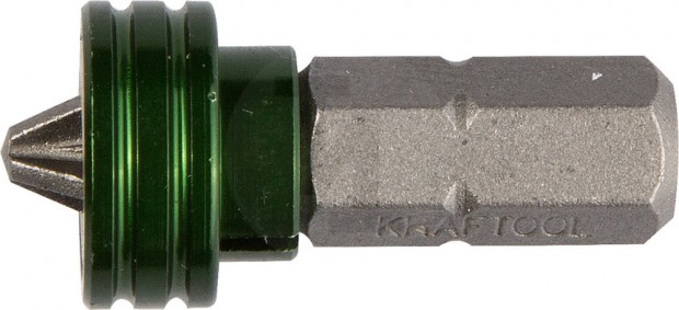 Биты "ЕХPERT", с магнитным держателем-ограничителем, KRAFTOOL 26128-2-25-1, тип хвостовика C 1/4", PH2, 25 мм, 1 шт. в блистере 26128-2-25-1