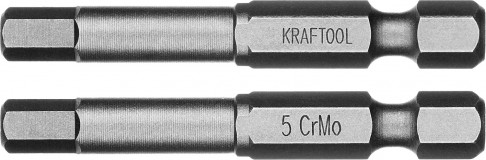 Биты "X-DRIVE" торсионные кованые, обточенные, KRAFTOOL 26127-5-50-2, Cr-Mo сталь, тип хвостовика E 1/4", HEX5, 50мм, 2шт