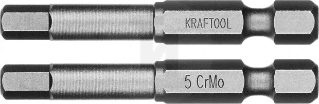 Биты "X-DRIVE" торсионные кованые, обточенные, KRAFTOOL 26127-5-50-2, Cr-Mo сталь, тип хвостовика E 1/4", HEX5, 50мм, 2шт 26127-5-50-2