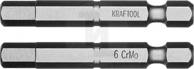 Биты "X-DRIVE" торсионные кованые, обточенные, KRAFTOOL 26127-6-50-2, Cr-Mo сталь, тип хвостовика E 1/4", HEX6, 50мм, 2шт 26127-6-50-2