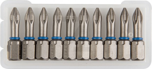 Биты ЗУБР "ЭКСПЕРТ" торсионные кованые, обточенные, хромомолибденовая сталь, тип хвостовика C 1/4", PH1, 25мм, 10шт 26011-1-25-10