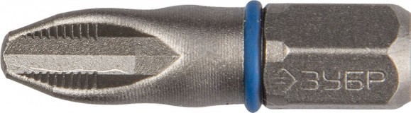 Биты ЗУБР "ЭКСПЕРТ" торсионные кованые, обточенные, хромомолибденовая сталь, тип хвостовика C 1/4", PZ3, 25мм, 2шт