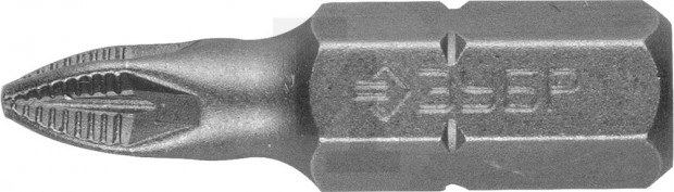 Биты ЗУБР "МАСТЕР" кованые, хромомолибденовая сталь, тип хвостовика C 1/4", PZ1, 25мм, 2шт 26003-1-25-2