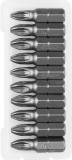 Биты ЗУБР "МАСТЕР" кованые, хромомолибденовая сталь, тип хвостовика C 1/4", PZ2, 25мм, 10шт