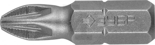 Биты ЗУБР "МАСТЕР" кованые, хромомолибденовая сталь, тип хвостовика C 1/4", PZ2, 25мм, 2шт 26003-2-25-2