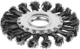 Щетка дисковая для УШМ, жгутированная стальная проволока 0,5 мм, d=100 мм, MIRAX 35140-100
