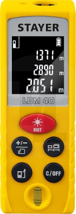 Дальномер лазерный, ″LDM-40″, дальность 40 м, 5 функций, STAYER Professional 34956
