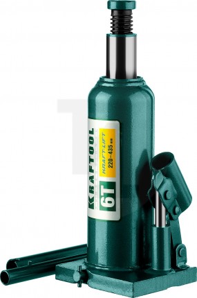 Домкрат гидравлический бутылочный "Kraft-Lift", сварной, 6т, 220-435мм, KRAFTOOL 43462-6 43462-6_z01