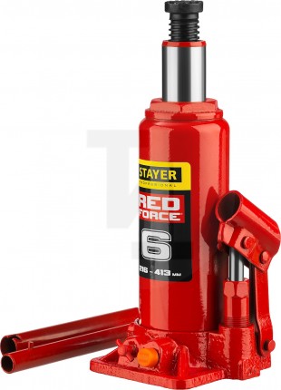 Домкрат гидравлический бутылочный "RED FORCE", 6т, 216-413 мм, STAYER 43160-6 43160-6_z01