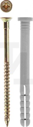 Дюбель-гвоздь полипропиленовый, цилиндрический бортик, 6 x 60 мм, 100 шт, ЗУБР 4-301365-06-060