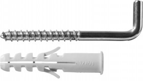 Дюбель распорный полипропиленовый, тип ″ЕВРО″, в комплекте с шурупом-крюком, 12 х 60 / 8 х 85 мм, 2 шт, ЗУБР