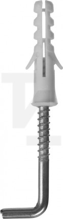 Дюбель распорный полипропиленовый, тип ″ЕВРО″, в комплекте с шурупом-крюком, 6 х 30 / 4 х 45 мм, 200 шт, ЗУБР 30675-06-30