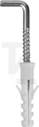 Дюбель распорный полипропиленовый, тип ″ЕВРО″, в комплекте с шурупом-крюком, 6 х 30 / 4 х 45 мм, 8 шт, ЗУБР 30676-06-30