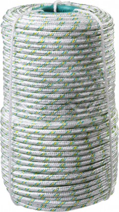 Фал плетёный капроновый СИБИН 16-прядный с капроновым сердечником, диаметр 6 мм, бухта 100 м, 650 кгс 50220-06