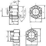 Гайка М8 корончатая оцинкованная исп.1 (350 шт) DIN 935