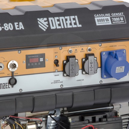 Генератор бензиновый PS 80 EA, 8,0 кВт 230В 25л электростартер Denzel 946924