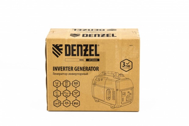 Генератор инверторный GT-1200iS, 1,2 кВт, 230 В, бак 2,4 л, закрытый корпус, ручной старт// Denzel 94701