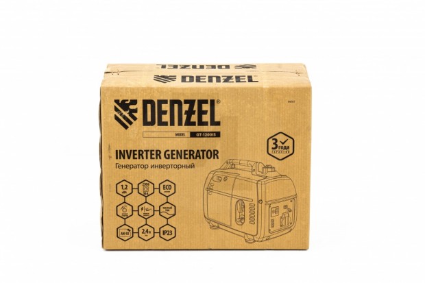 Генератор инверторный GT-1200iS, 1,2 кВт, 230 В, бак 2,4 л, закрытый корпус, ручной старт// Denzel 94701