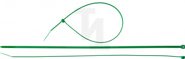 Кабельные стяжки зеленые КС-З1, 3.6 x 300 мм, 100 шт, нейлоновые, ЗУБР Профессионал 309060-36-300