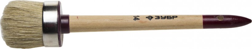 Кисть круглая ЗУБР "УНИВЕРСАЛ - МАСТЕР", светлая щетина, деревянная ручка, №14, 50мм