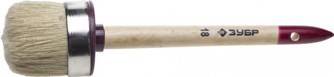 Кисть круглая ЗУБР "УНИВЕРСАЛ - МАСТЕР", светлая щетина, деревянная ручка, №18, 60мм