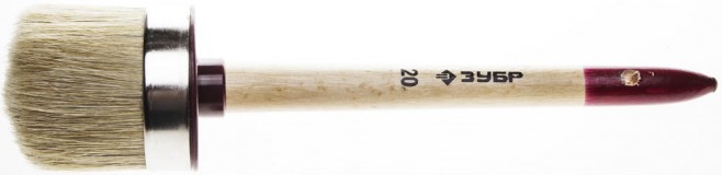 Кисть круглая ЗУБР "УНИВЕРСАЛ - МАСТЕР", светлая щетина, деревянная ручка, №2, 20мм