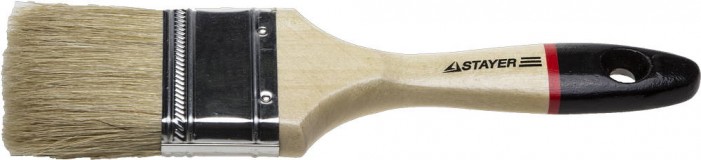 Кисть плоская STAYER "UNIVERSAL-EURO", светлая натуральная щетина, деревянная ручка, 75мм