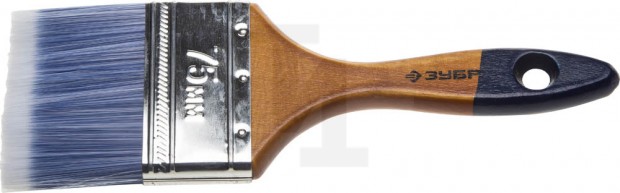Кисть плоская ЗУБР "АКВА-МАСТЕР", искусственная щетина, деревянная ручка, 75мм 4-01007-075