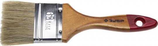Кисть плоская ЗУБР "УНИВЕРСАЛ-МАСТЕР", натуральная щетина, деревянная ручка, 63мм