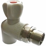 Клапан (вентиль) PP-R запорный серый НР Дн 20х1/2" Ру25 угловой для радиатора РосТурПласт