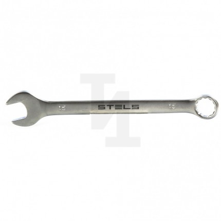 Ключ комбинированный, 15 мм, CrV, матовый хром Stels 15212