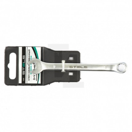 Ключ комбинированный, 9 мм, CrV, матовый хром Stels 15205