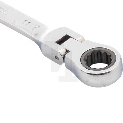 Ключ комбинированный трещоточный, 11 мм, CrV, шарнирный, зерк.хром Matrix 14827