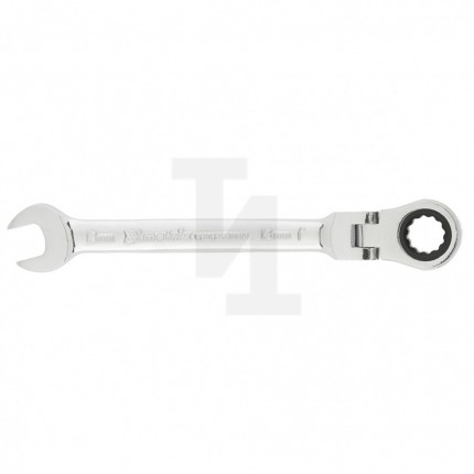 Ключ комбинированный трещоточный, 13 мм, CrV, шарнирный, зеркальный хром Matrix Professional 14865