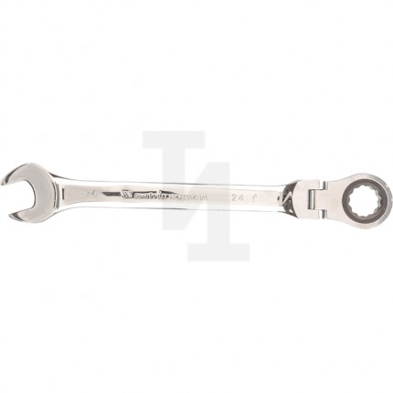 Ключ комбинированный трещоточный, 24 мм, CrV, шарнирный, зерк.хром Matrix 14845