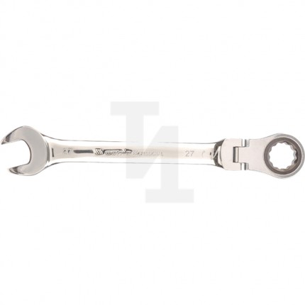 Ключ комбинированный трещоточный, 27 мм, CrV, шарнирный, зерк.хром Matrix 14872